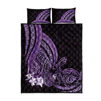 Purple Polynesia Easter Day Quilt Bed Set Eggs With Bunny Polynesian Pattern