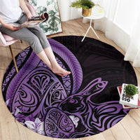 Purple Polynesia Easter Day Round Carpet Eggs With Bunny Polynesian Pattern LT14 - Polynesian Pride