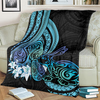 Turquoise Polynesia Easter Day Blanket Eggs With Bunny Polynesian Pattern