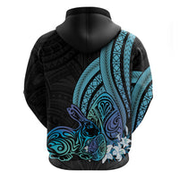 Turquoise Polynesia Easter Day Hoodie Eggs With Bunny Polynesian Pattern