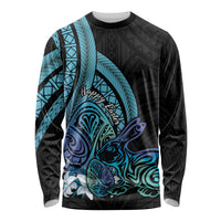 Turquoise Polynesia Easter Day Long Sleeve Shirt Eggs With Bunny Polynesian Pattern LT14 Unisex Turquoise - Polynesian Pride
