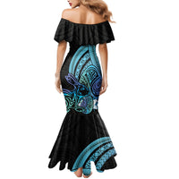 Turquoise Polynesia Easter Day Mermaid Dress Eggs With Bunny Polynesian Pattern LT14 - Polynesian Pride