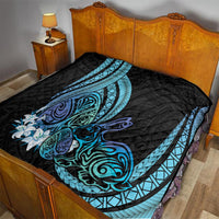 Turquoise Polynesia Easter Day Quilt Eggs With Bunny Polynesian Pattern