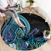 Turquoise Polynesia Easter Day Round Carpet Eggs With Bunny Polynesian Pattern LT14 - Polynesian Pride