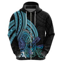 Turquoise Polynesia Easter Day Zip Hoodie Eggs With Bunny Polynesian Pattern