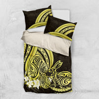 Yellow Polynesia Easter Day Bedding Set Eggs With Bunny Polynesian Pattern