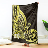 Yellow Polynesia Easter Day Blanket Eggs With Bunny Polynesian Pattern
