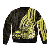 Yellow Polynesia Easter Day Bomber Jacket Eggs With Bunny Polynesian Pattern