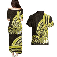 Yellow Polynesia Easter Day Couples Matching Puletasi and Hawaiian Shirt Eggs With Bunny Polynesian Pattern LT14 - Polynesian Pride