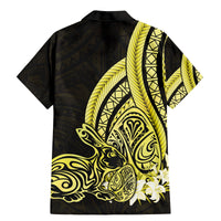 Yellow Polynesia Easter Day Family Matching Mermaid Dress and Hawaiian Shirt Eggs With Bunny Polynesian Pattern