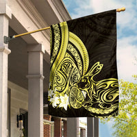 Yellow Polynesia Easter Day Garden Flag Eggs With Bunny Polynesian Pattern