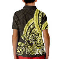 Yellow Polynesia Easter Day Kid Polo Shirt Eggs With Bunny Polynesian Pattern