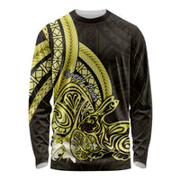 Yellow Polynesia Easter Day Long Sleeve Shirt Eggs With Bunny Polynesian Pattern LT14 Unisex Yellow - Polynesian Pride