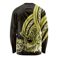 Yellow Polynesia Easter Day Long Sleeve Shirt Eggs With Bunny Polynesian Pattern LT14 - Polynesian Pride