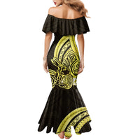 Yellow Polynesia Easter Day Mermaid Dress Eggs With Bunny Polynesian Pattern LT14 - Polynesian Pride
