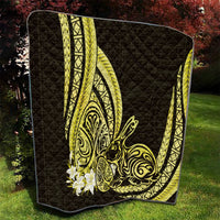 Yellow Polynesia Easter Day Quilt Eggs With Bunny Polynesian Pattern