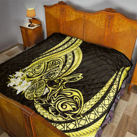 Yellow Polynesia Easter Day Quilt Eggs With Bunny Polynesian Pattern