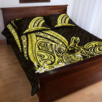 Yellow Polynesia Easter Day Quilt Bed Set Eggs With Bunny Polynesian Pattern