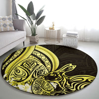 Yellow Polynesia Easter Day Round Carpet Eggs With Bunny Polynesian Pattern LT14 - Polynesian Pride