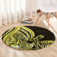 Yellow Polynesia Easter Day Round Carpet Eggs With Bunny Polynesian Pattern LT14 - Polynesian Pride