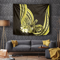 Yellow Polynesia Easter Day Tapestry Eggs With Bunny Polynesian Pattern