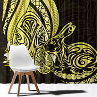 Yellow Polynesia Easter Day Window Curtain Eggs With Bunny Polynesian Pattern