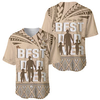 Tonga Father's Day Baseball Jersey Best Dad Ever Tongan Ngatu Pattern - Beige