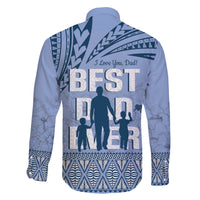 Tonga Father's Day Family Matching Short Sleeve Bodycon Dress and Hawaiian Shirt Best Dad Ever Tongan Ngatu Pattern - Blue