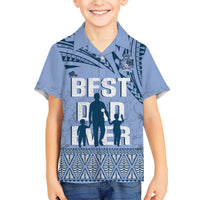 Tonga Father's Day Hawaiian Shirt Best Dad Ever Tongan Ngatu Pattern - Blue LT14 - Polynesian Pride