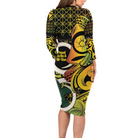 Vanuatu 1980 Long Sleeve Bodycon Dress Ni-Van Tamtam Sand Drawing Pattern