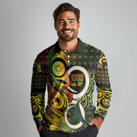 Vanuatu 1980 Long Sleeve Polo Shirt Ni-Van Tamtam Sand Drawing Pattern