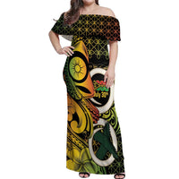 Vanuatu 1980 Off Shoulder Maxi Dress Ni-Van Tamtam Sand Drawing Pattern