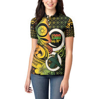 Vanuatu 1980 Women Polo Shirt Ni-Van Tamtam Sand Drawing Pattern