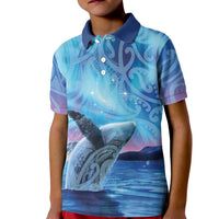 New Zealand Matariki Humpback Whale Kid Polo Shirt Paikea Maori New Year Blue Galaxy