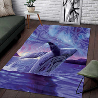 New Zealand Matariki Humpback Whale Area Rug Paikea Maori New Year Purple Galaxy