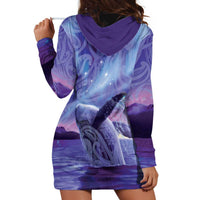 New Zealand Matariki Humpback Whale Hoodie Dress Paikea Maori New Year Purple Galaxy