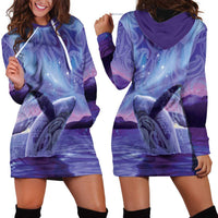 New Zealand Matariki Humpback Whale Hoodie Dress Paikea Maori New Year Purple Galaxy