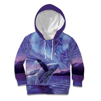New Zealand Matariki Humpback Whale Kid Hoodie Paikea Maori New Year Purple Galaxy