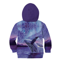 New Zealand Matariki Humpback Whale Kid Hoodie Paikea Maori New Year Purple Galaxy