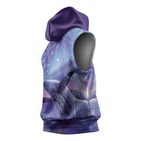 New Zealand Matariki Humpback Whale Sleeveless Hoodie Paikea Maori New Year Purple Galaxy