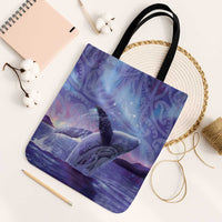 New Zealand Matariki Humpback Whale Tote Bag Paikea Maori New Year Purple Galaxy