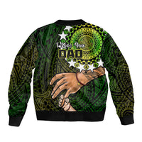 Polynesian Pride Father Day Cook Islands Sleeve Zip Bomber Jacket I Love You Dad Kuki Airani Turtle Pattern LT14 - Polynesian Pride