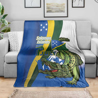 Solomon Islands Independence Day Blanket Happy 7 July Crocodile Flag Style
