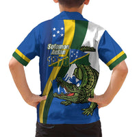 Solomon Islands Independence Day Family Matching Summer Maxi Dress and Hawaiian Shirt Happy 7 July Crocodile Flag Style