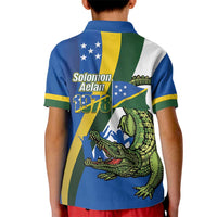 Solomon Islands Independence Day Kid Polo Shirt Happy 7 July Crocodile Flag Style