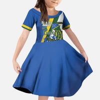 Solomon Islands Independence Day Kid Short Sleeve Dress Happy 7 July Crocodile Flag Style