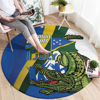 Solomon Islands Independence Day Round Carpet Happy 7 July Crocodile Flag Style
