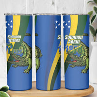 Solomon Islands Independence Day Skinny Tumbler Happy 7 July Crocodile Flag Style