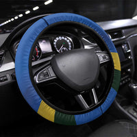 Solomon Islands Independence Day Steering Wheel Cover Happy 7 July Crocodile Flag Style LT14 Universal Fit Blue - Polynesian Pride