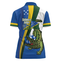 Solomon Islands Independence Day Women Polo Shirt Happy 7 July Crocodile Flag Style